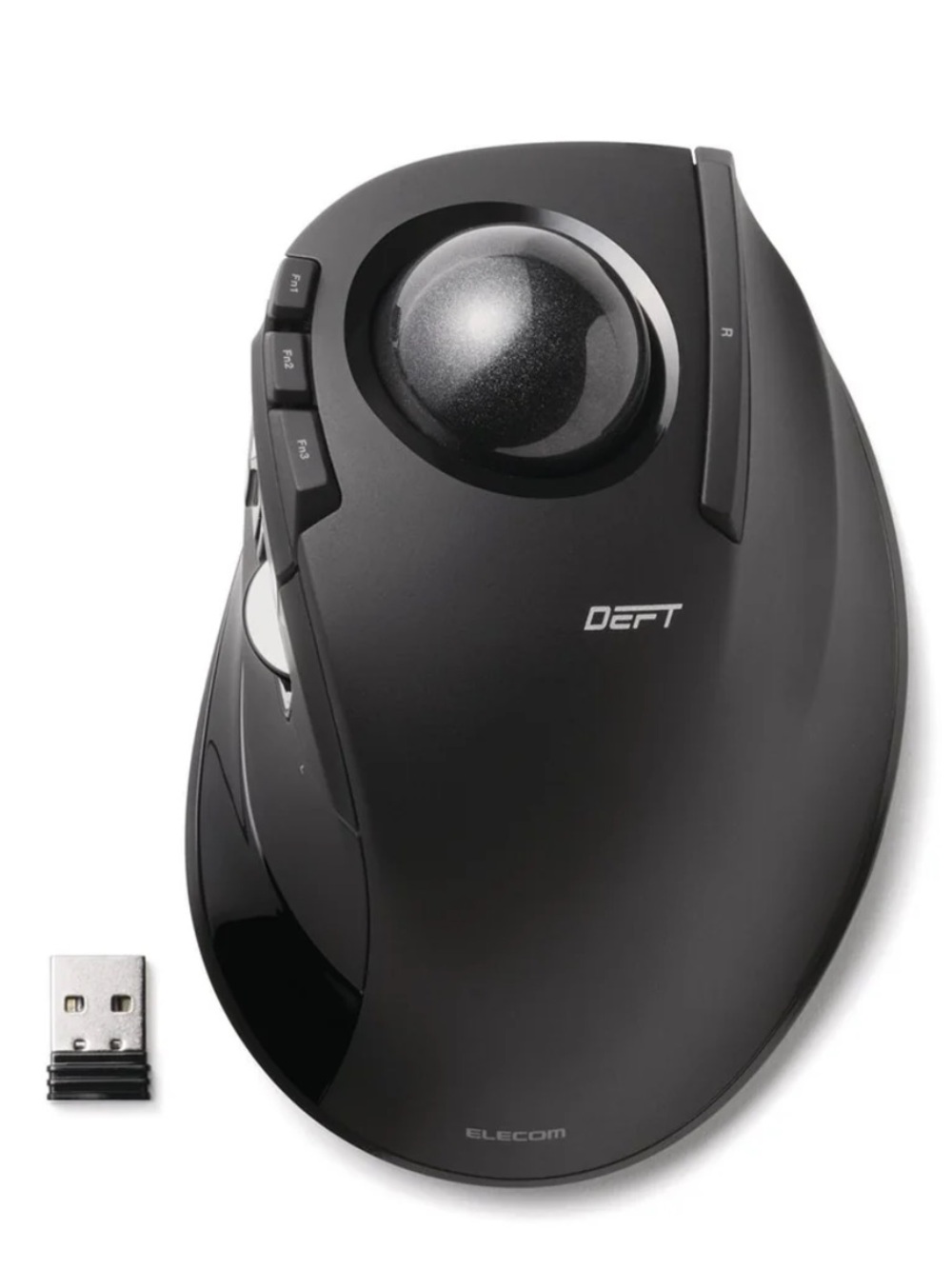 Black Wireless Trackball USB Mouse Black Model Ergonomic Precision